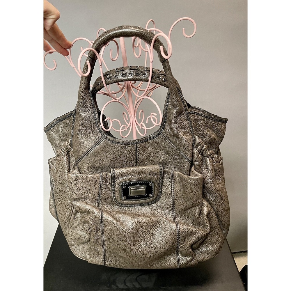 Y2K Lockheart leather handbag/purse‎ Pebbled Brown Leather Two Side Pockets Hobo